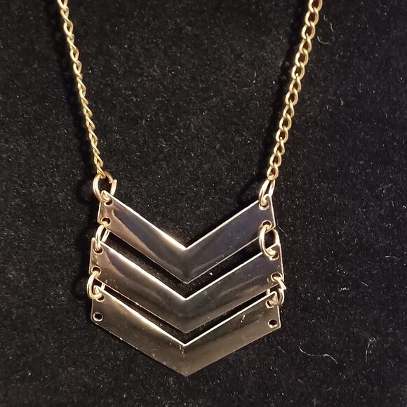 Gold-Toned Chevron Necklace, 26" - Picture 2 of 3